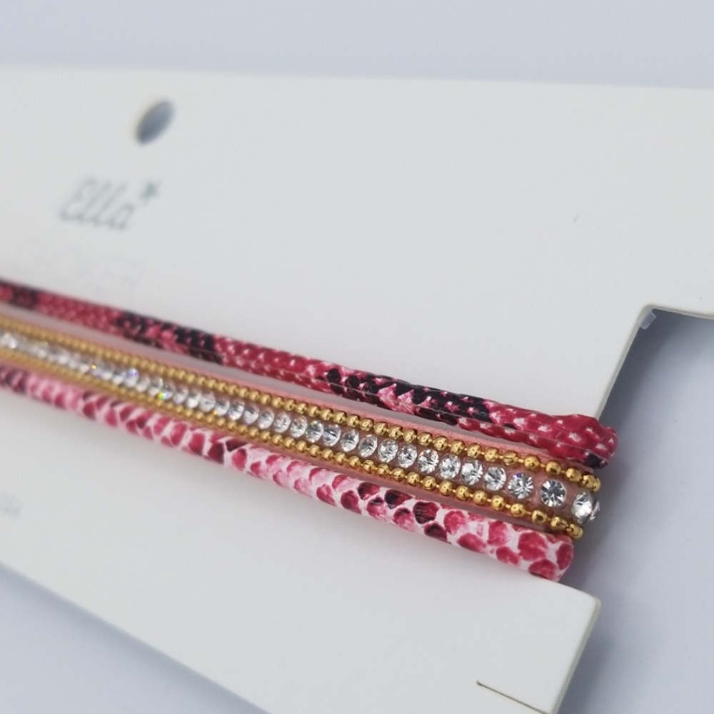 Pink Gold Rhinestone Choker - Picture 3 of 3